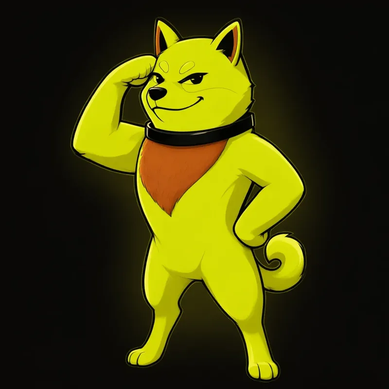 Robinu standing chest out, one paw raised in a salute